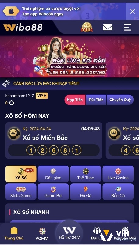 Trải nghiệm cá cược mượt mà nhanh chóng cùng app Wibo88